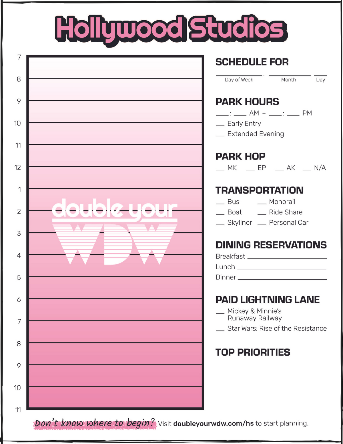 Disney World Daily Itinerary (Printable Templates)