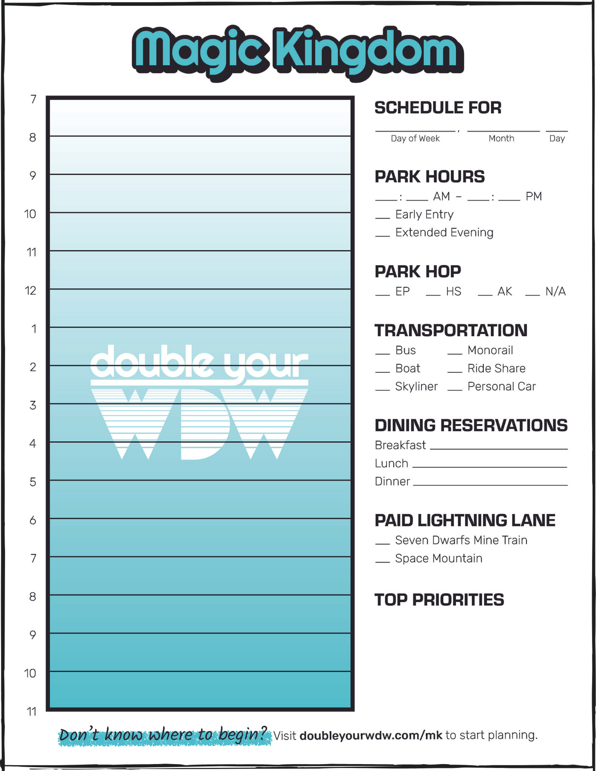 Disney World Daily Itinerary (Printable Templates)